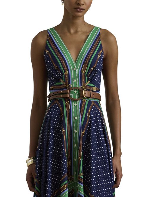 abito donna fantasia  foulard verde e blu Ralph Lauren | 200P08108001